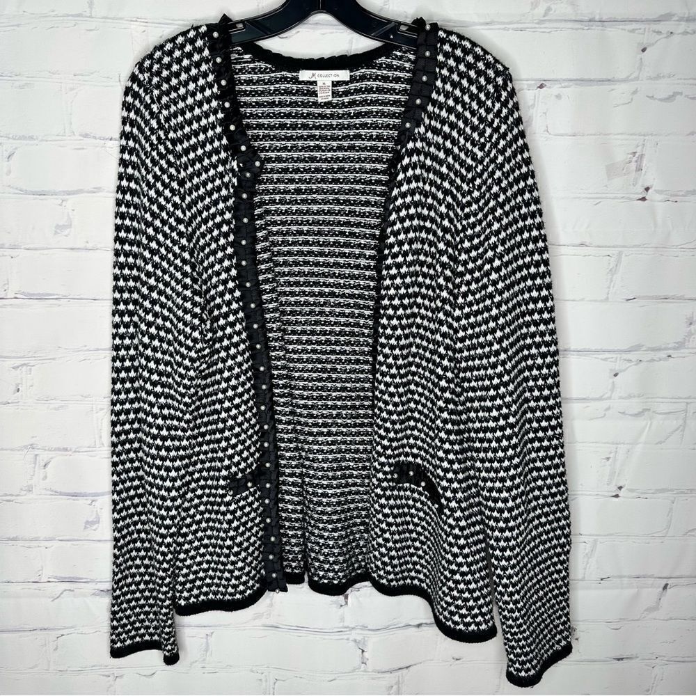 ‎JM Collection XL black & white cardigan